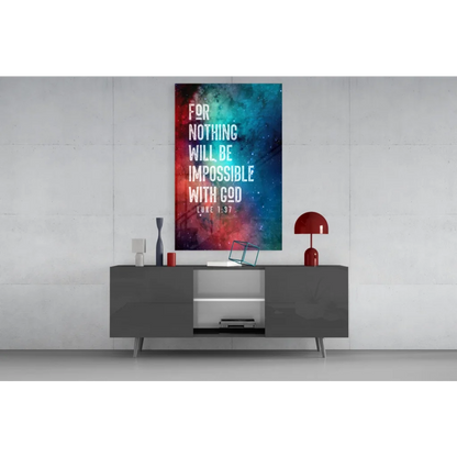 Cosmic Faith Scripture Canvas Wall Art with galaxy colors and bold quote