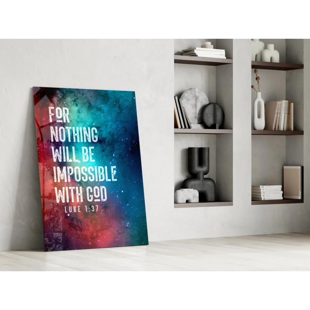 Cosmic Faith Scripture wall art canvas with galaxy colors and Bible verse
