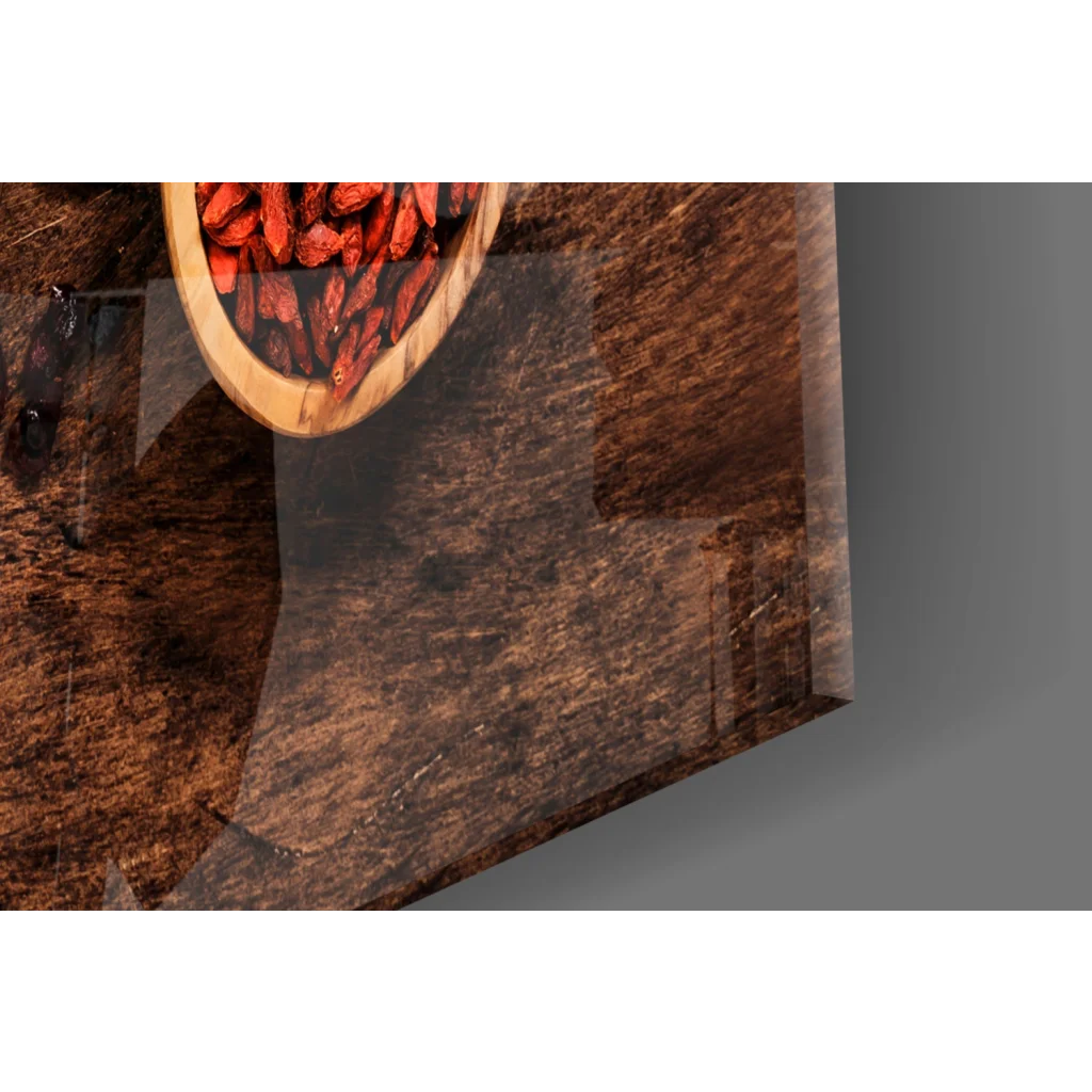 Rustic wooden bowl of red goji berries wall art canvas print