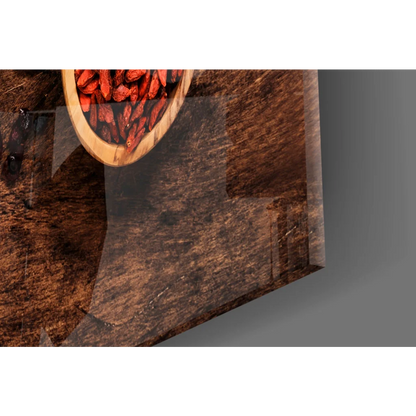 Rustic wooden bowl of red goji berries wall art canvas print