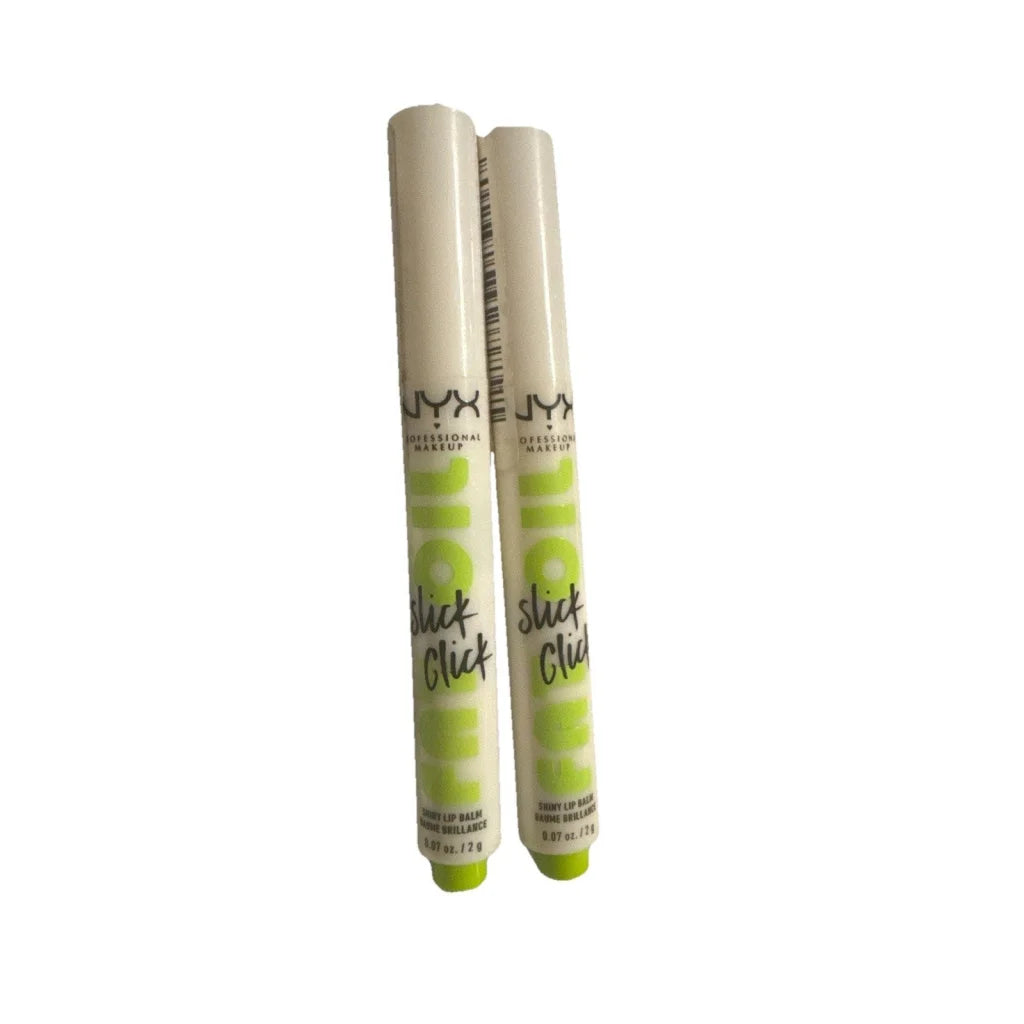 NYX Fat Oil Slick Click vegan lip balm in Main Character, two full size