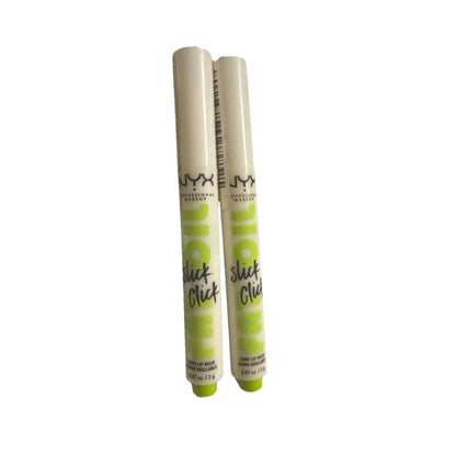 NYX Fat Oil Slick Click vegan lip balm in Main Character, two full size