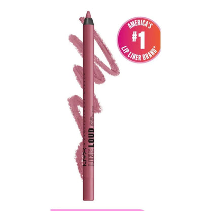 NYX Line Loud Lip Pencil in Trophy Life, matte rose-pink with black tip