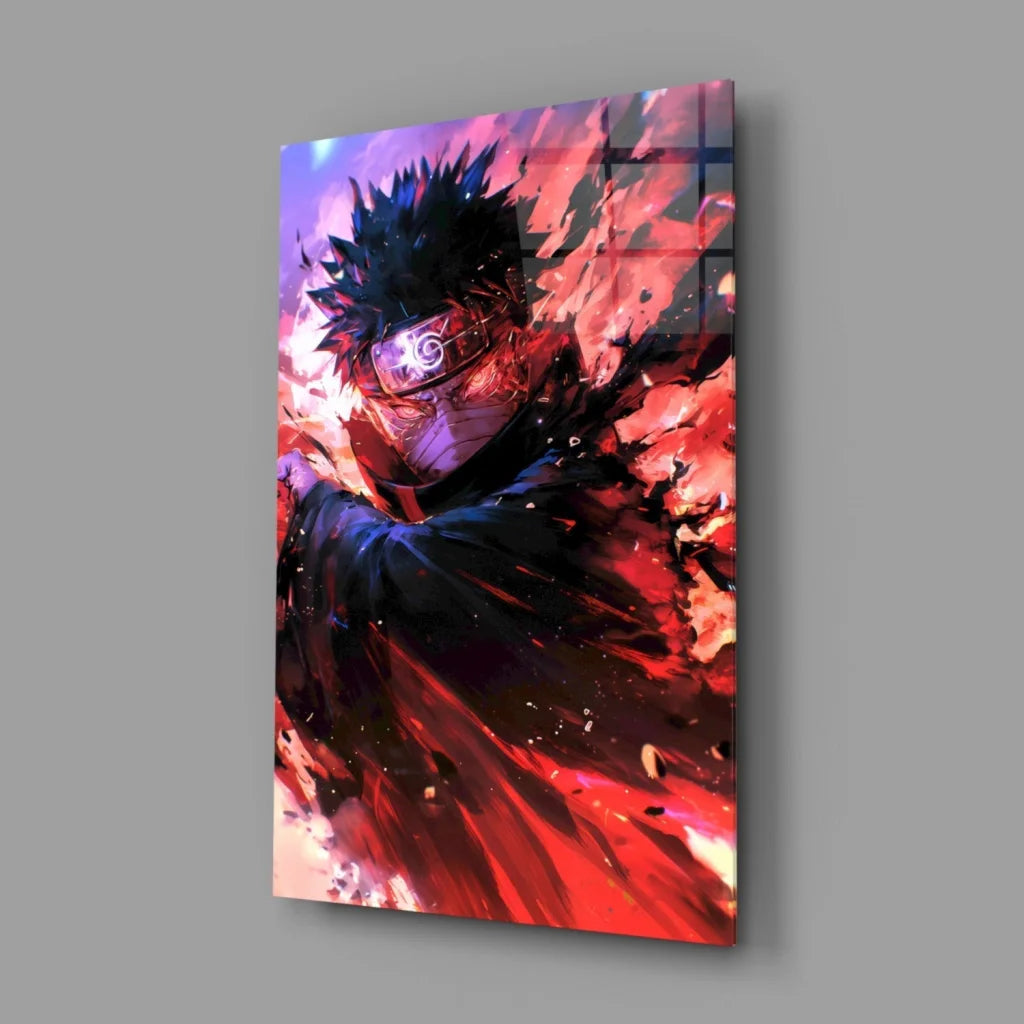 Anime Energy Burst Glass Wall Art with Purple Sky Backdrop | Glass Wall Art Print | vintageantiquesgifts.com