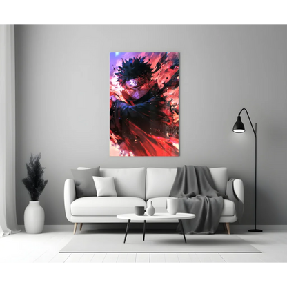 Anime Energy Burst Glass Wall Art with Purple Sky Backdrop | Modern Wall Art Decor | vintageantiquesgifts.com