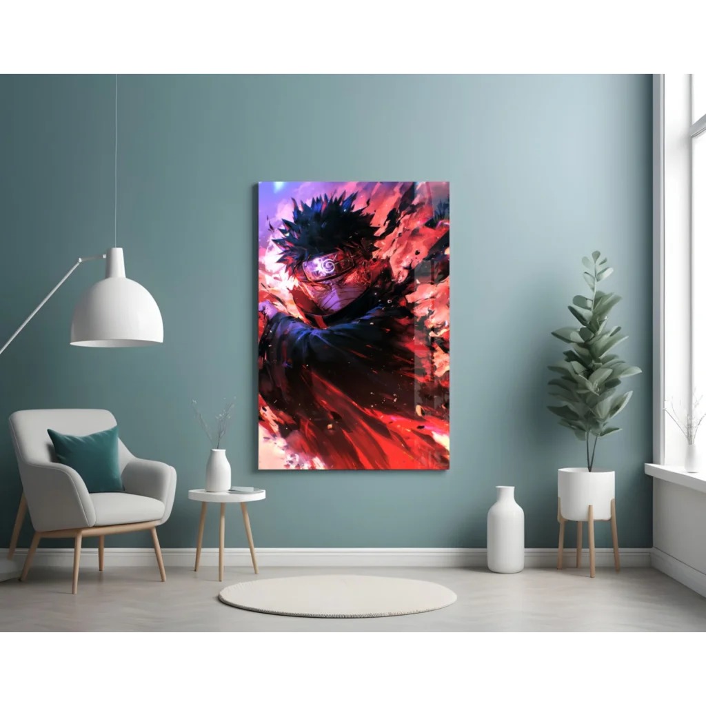 Anime Energy Burst Glass Wall Art with Purple Sky Backdrop | Contemporary Home Wall Art | vintageantiquesgifts.com