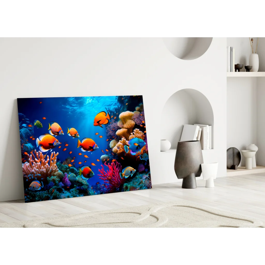Stunning Coral Reef Wall Art with Tropical Fish | Modern Wall Art Decor | vintageantiquesgifts.com