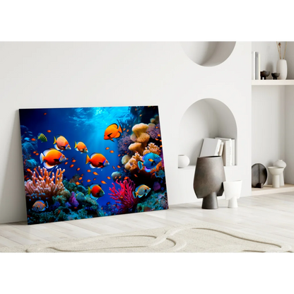 Stunning Coral Reef Wall Art with Tropical Fish | Modern Wall Art Decor | vintageantiquesgifts.com
