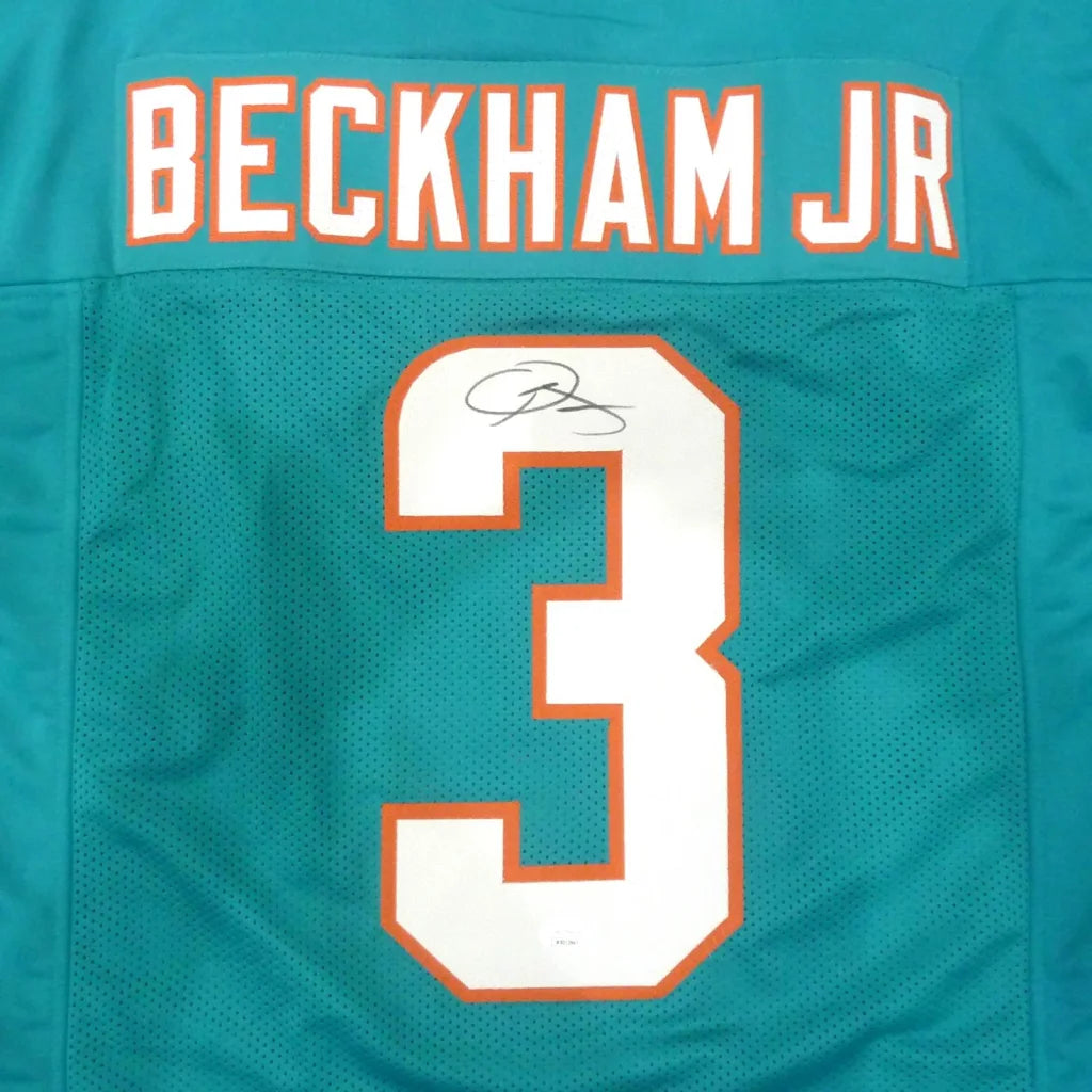 Odell Beckham Jr autographed teal Miami Dolphins custom jersey #3