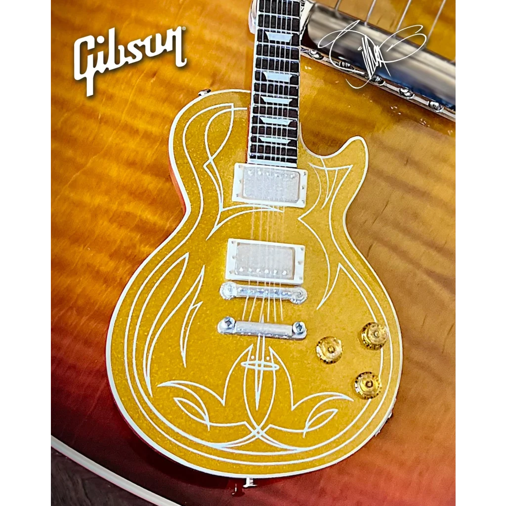 Officially licensed Billy F Gibbons gold top mini guitar by Axe Heaven® with flame maple top and gold hardware