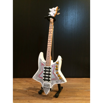 Star-shaped white Bootsy Collins axe heaven® guitar with rhinestones