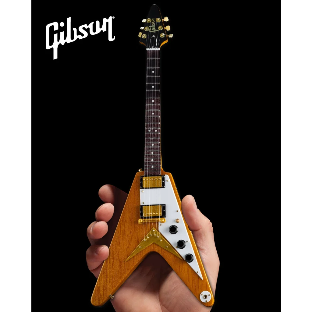 Officially licensed Gibson Flying V mini guitar model in sunburst by Axe Heaven