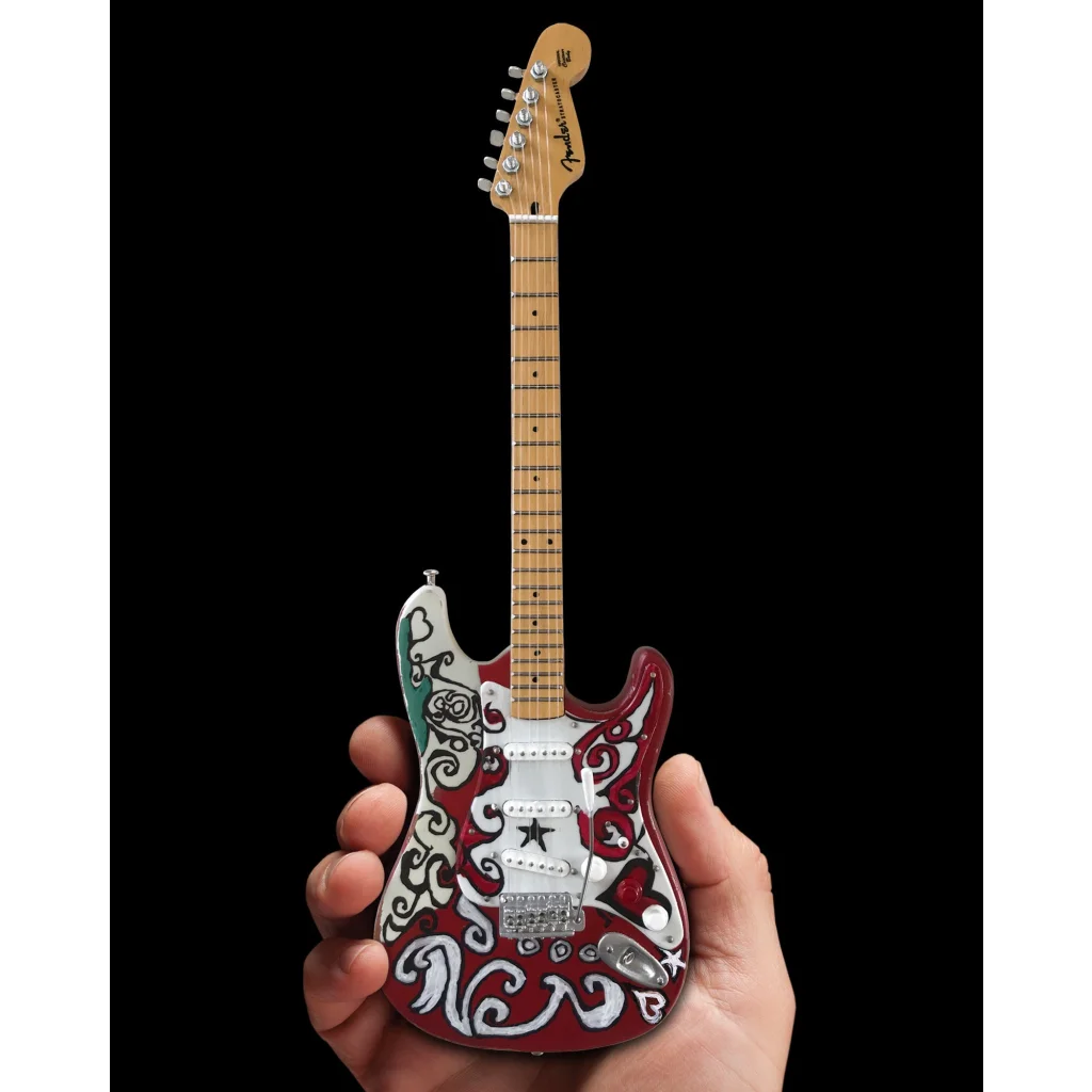 Red and white mini Jimi Hendrix Fender Strat by Axe Heaven®, officially licensed