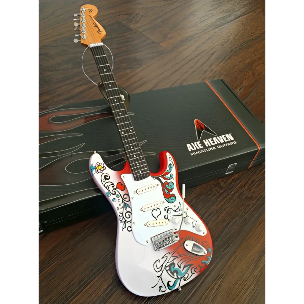 Officially licensed Jimi Hendrix mini guitar by Axe Heaven® with floral designs