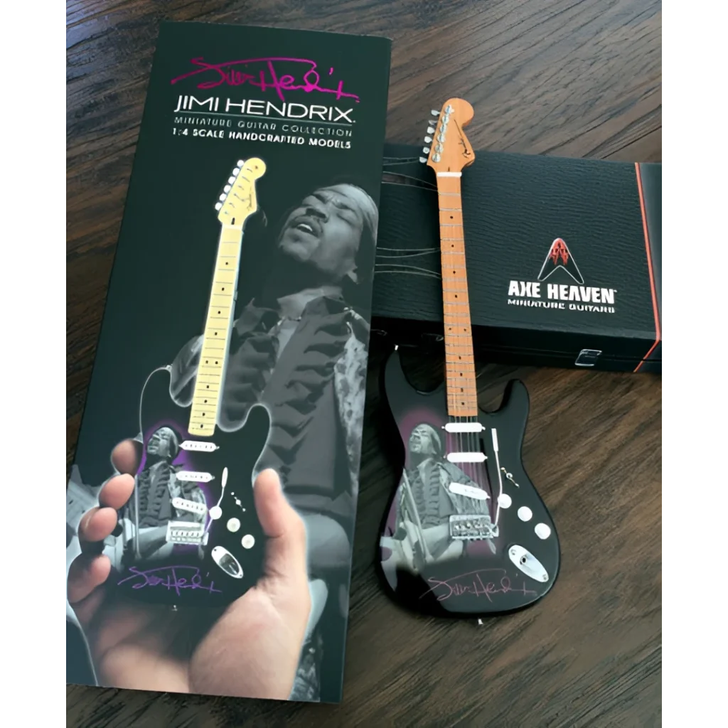 Officially licensed Jimi Hendrix purple Strat by Axe Heaven® on adjustable A-frame stand