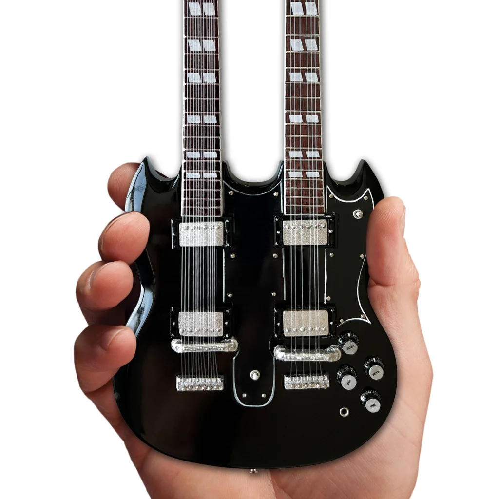 Mini black dual-neck Axe Heaven officially licensed Slash guitar replica