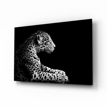 Resting Leopard Side Profile Glass Wall Art
