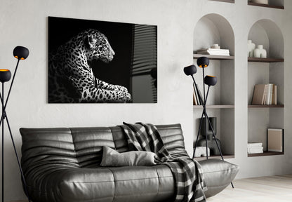 Resting Leopard Side Profile Glass Wall Art