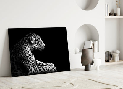 Resting Leopard Side Profile Glass Wall Art