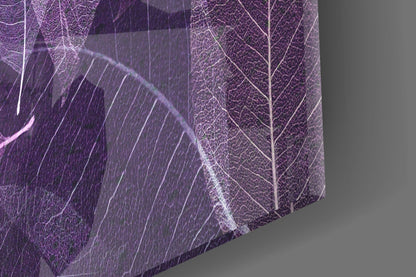 Purple Skeleton Leaf Veins Glass Wall Art