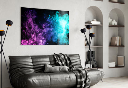 Pink to Turquoise Smoke Burst Glass Wall Art