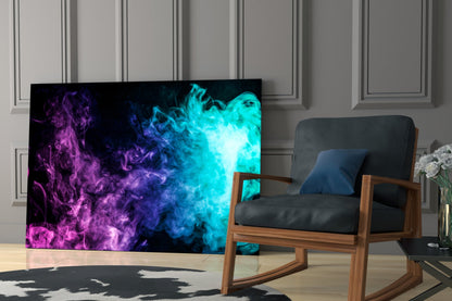 Pink to Turquoise Smoke Burst Glass Wall Art
