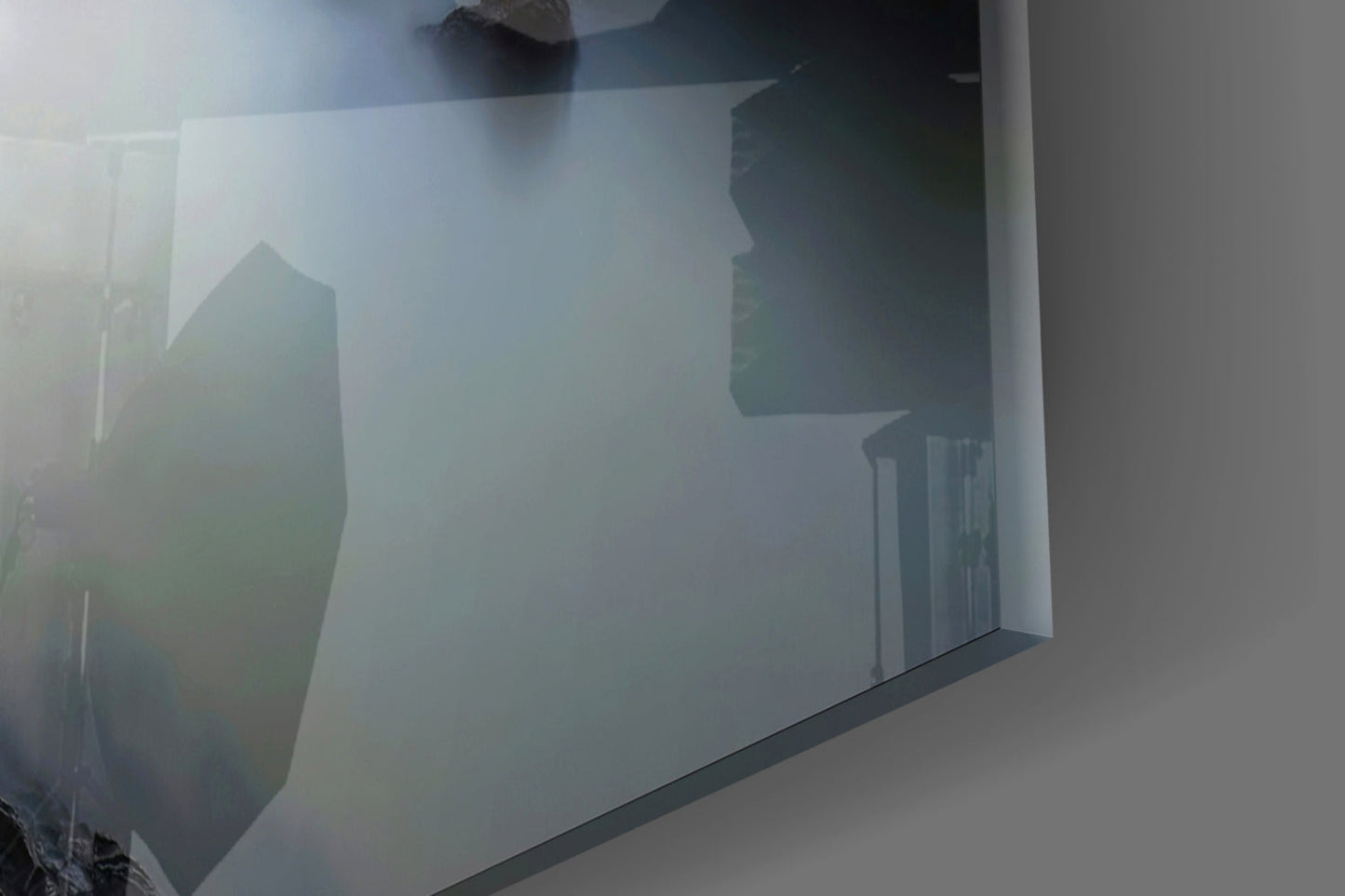Crimson Sky Over Black Rocks Glass Wall Art