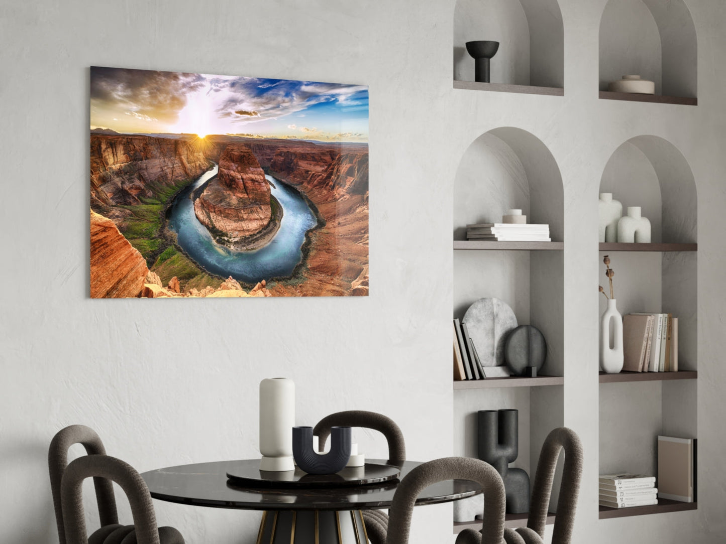 Horseshoe River Bend Canyon Sunset Glass Wall Art