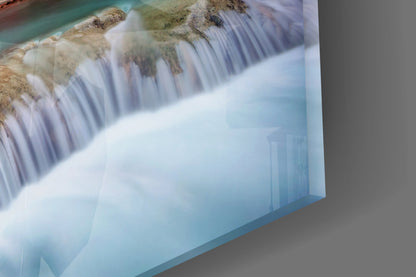 Desert Canyon Falls Sunset Glass Wall Art