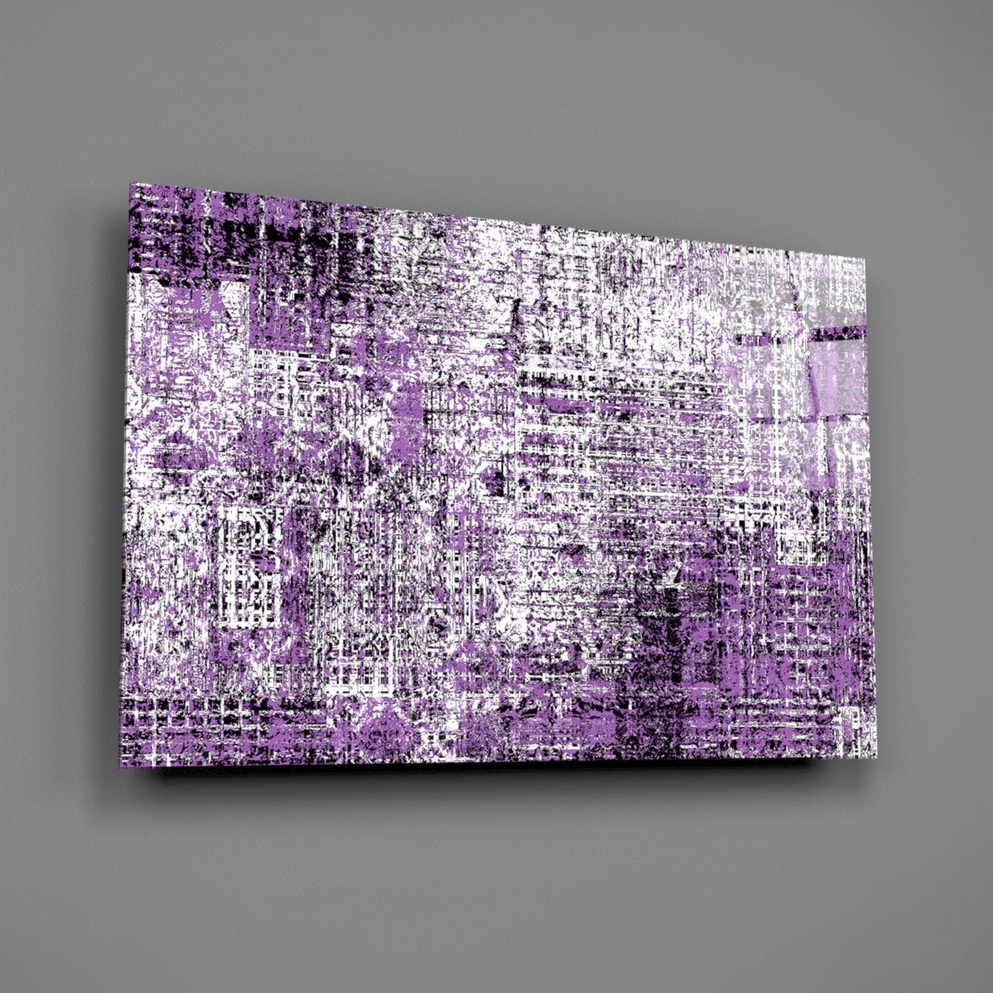 Purple Grunge Crosshatch Glass Wall Art