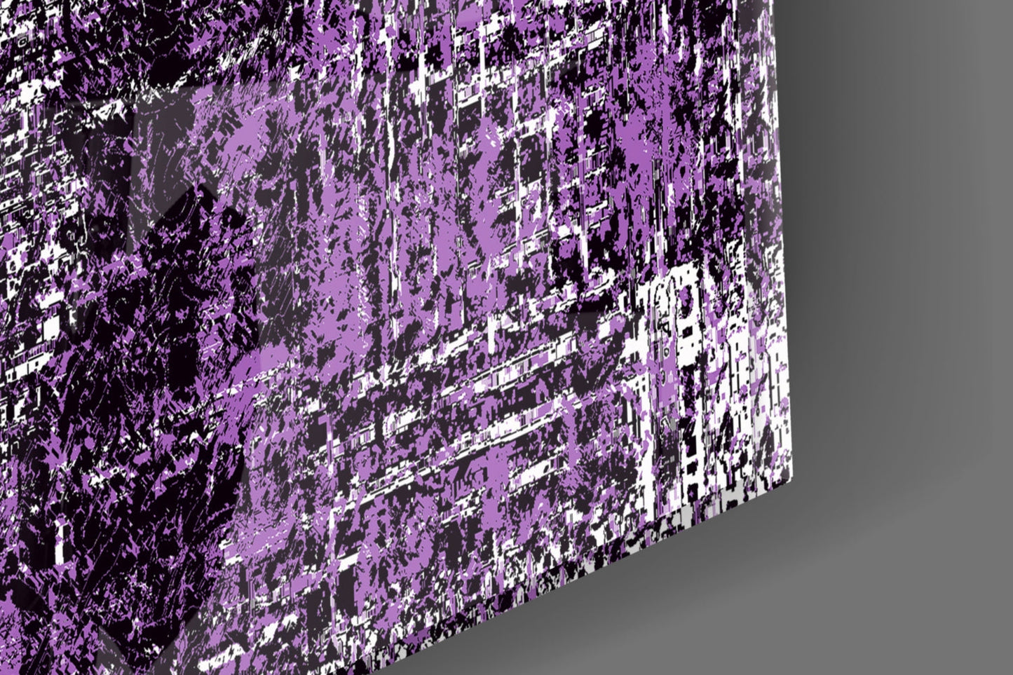 Purple Grunge Crosshatch Glass Wall Art