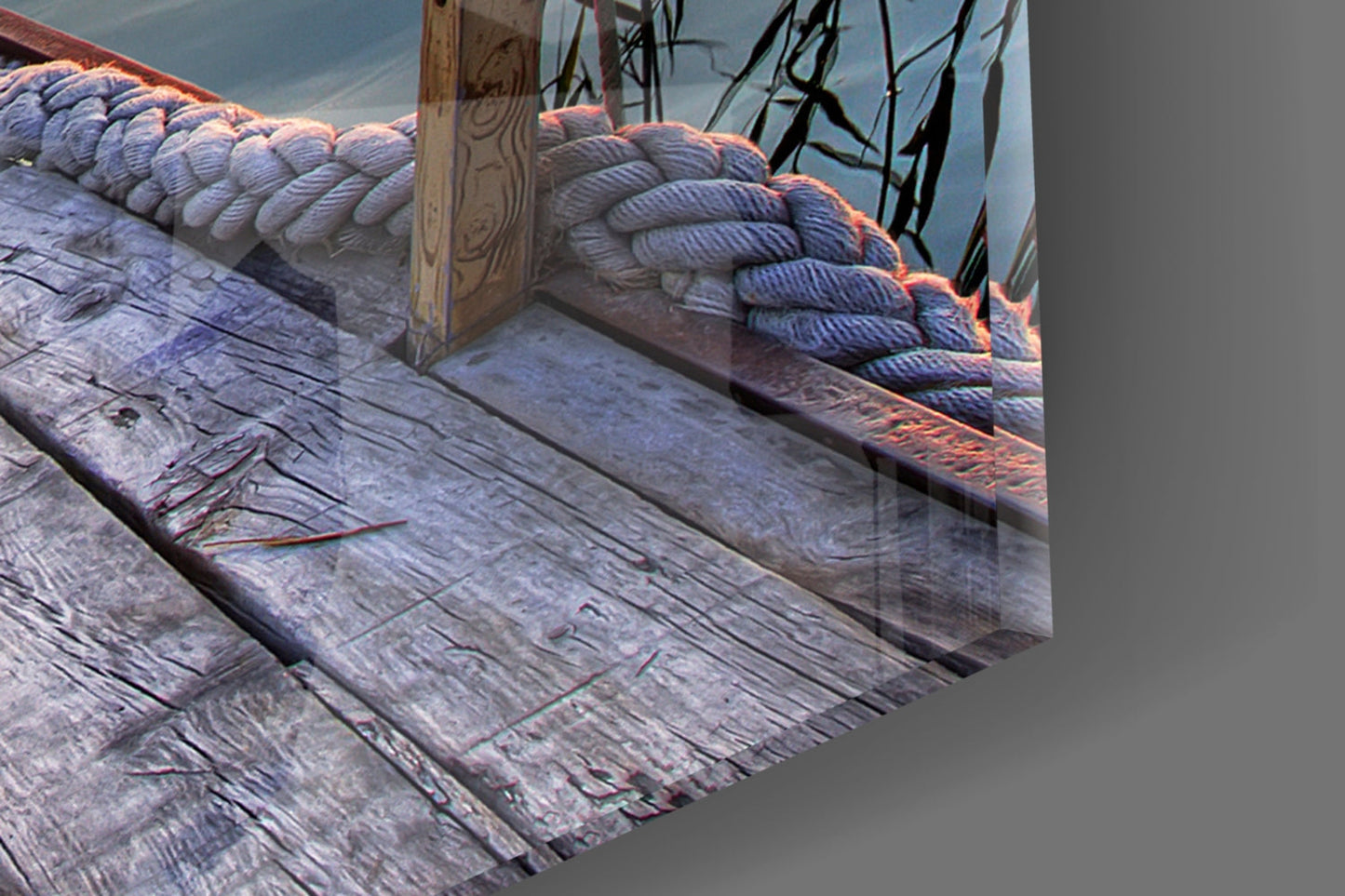 Golden Sun and Seagulls Over Dock Glass Wall Art
