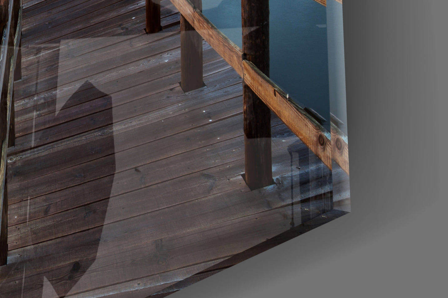 Wooden Jetty Dusk Clouds Glass Wall Art