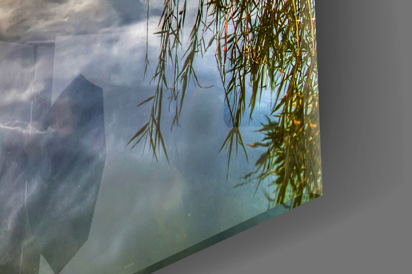 Vivid Blue Sky Sunset Dock Glass Wall Art