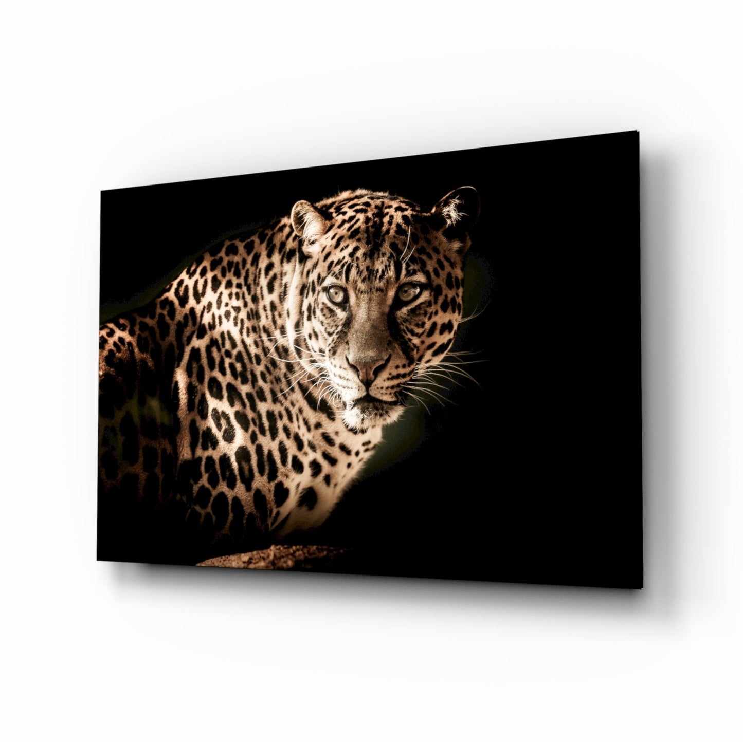 Warm Sepia Leopard Glass Wall Art