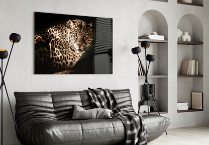 Warm Sepia Leopard Glass Wall Art