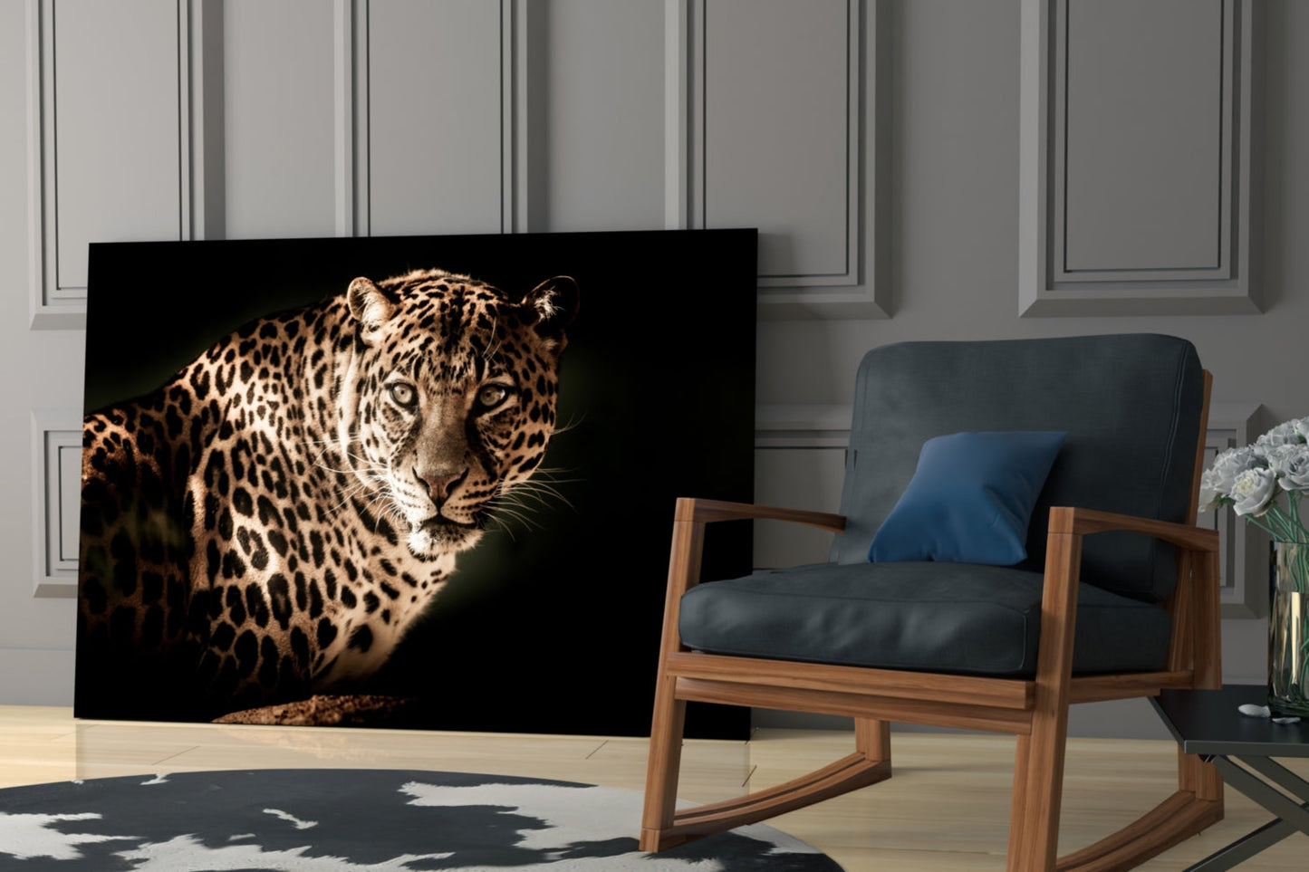 Warm Sepia Leopard Glass Wall Art