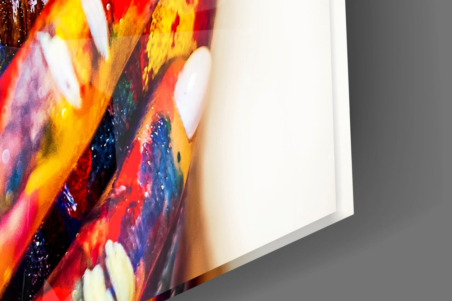 Rainbow Paint Covered Face Glass Wall Art