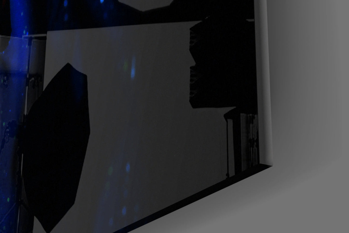 Blue UV Red Lips Woman Glass Wall Art
