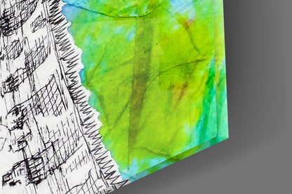 Sketch Giraffe Rainbow Watercolor Glass Wall Art