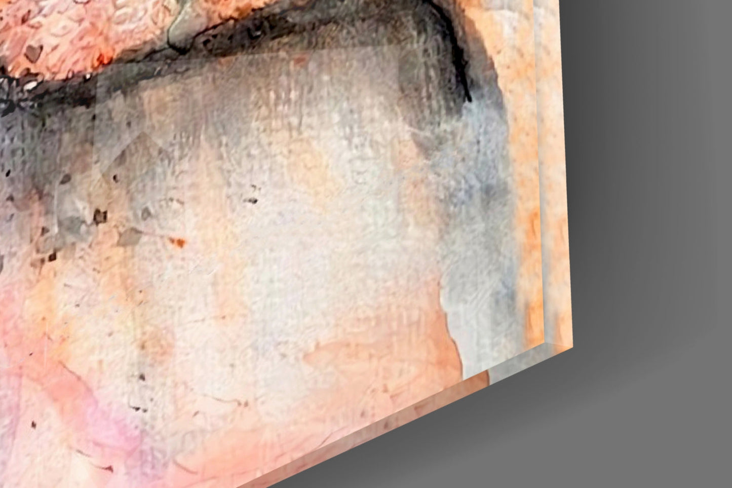 Peach Butterfly Collage Woman Glass Wall Art