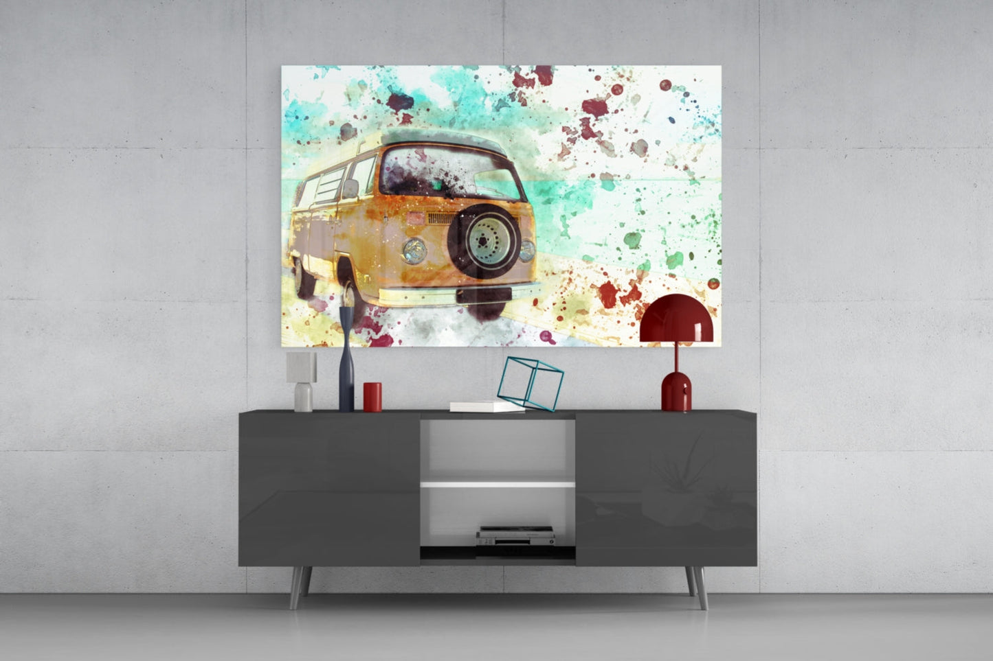 Illustration Vintage Rounded Car Glass Wall Art