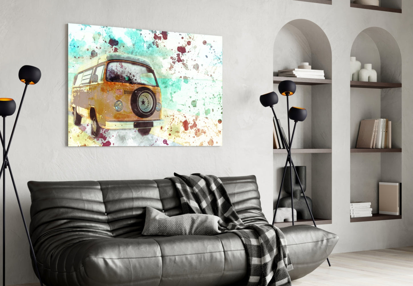 Illustration Vintage Rounded Car Glass Wall Art