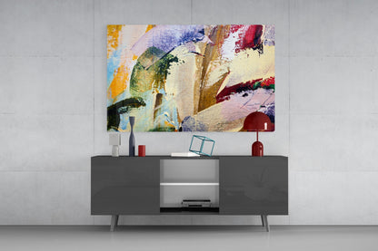Impasto Palette Knife Strokes Abstract Glass Wall Art