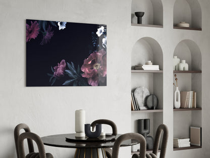 Moody Pink Peony Corner Floral Glass Wall Art
