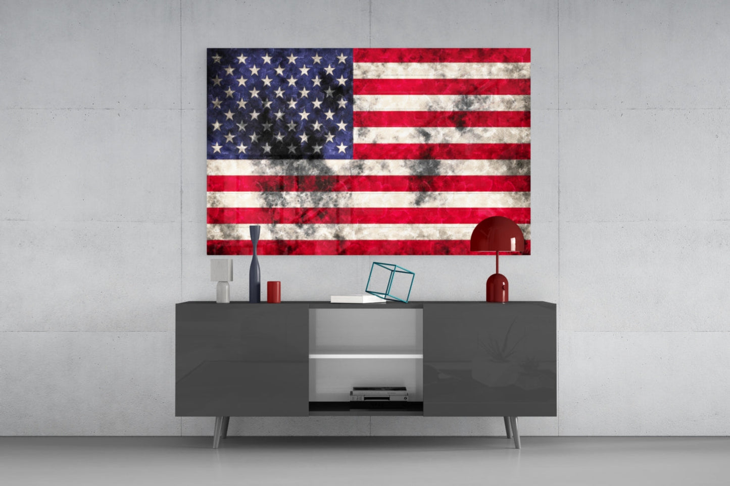 Distressed Grunge American Flag Glass Wall Art