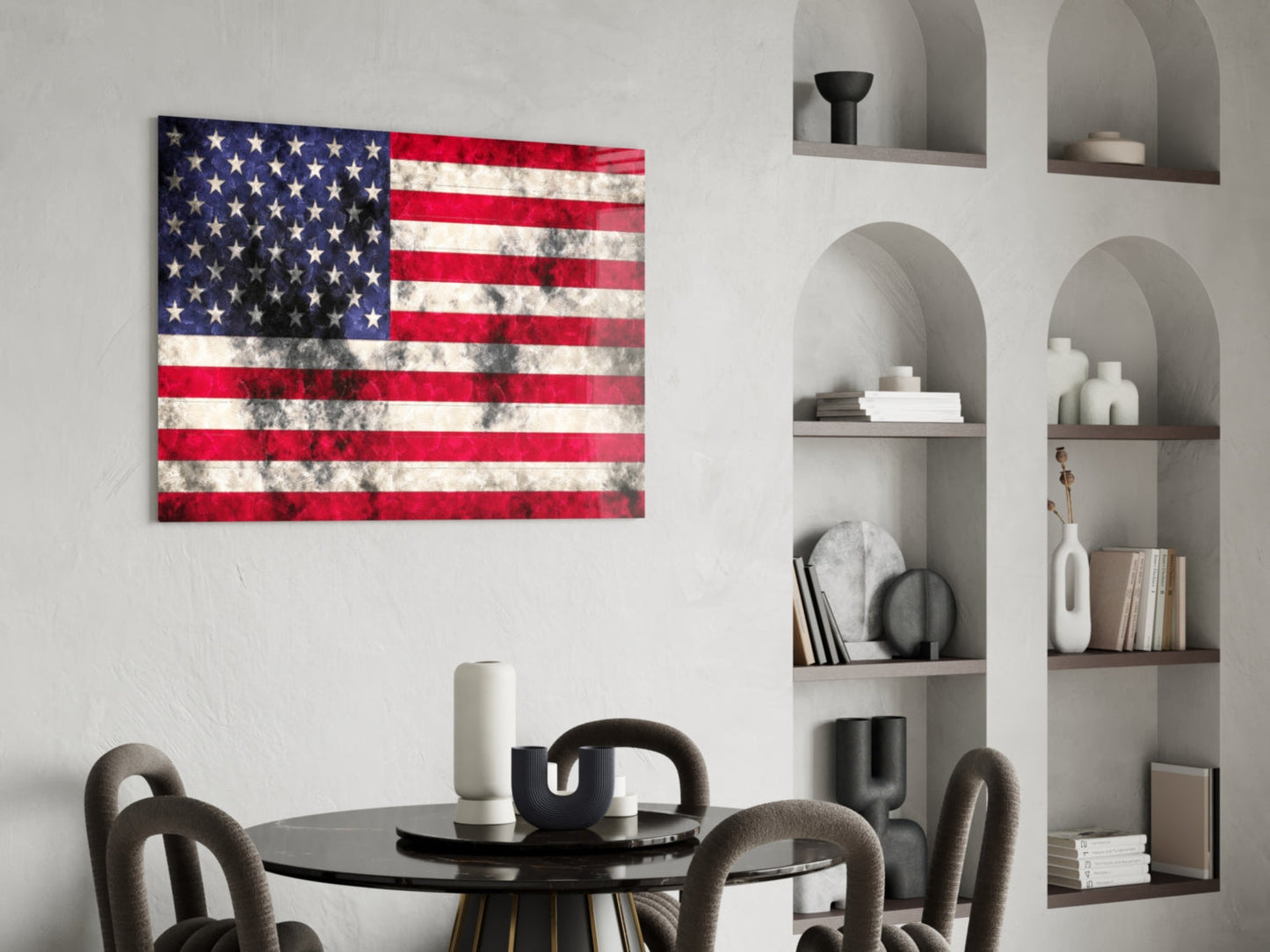 Distressed Grunge American Flag Glass Wall Art