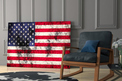 Distressed Grunge American Flag Glass Wall Art