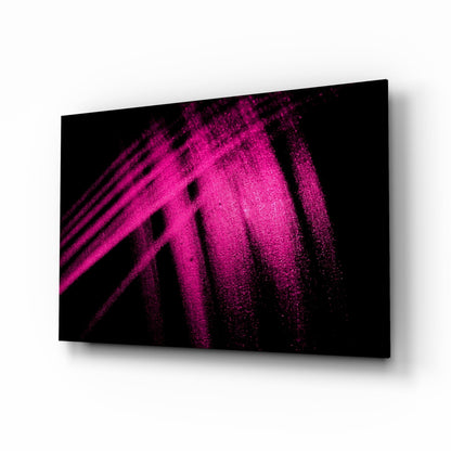 Magenta Powder Streaks on Black Glass Wall Art