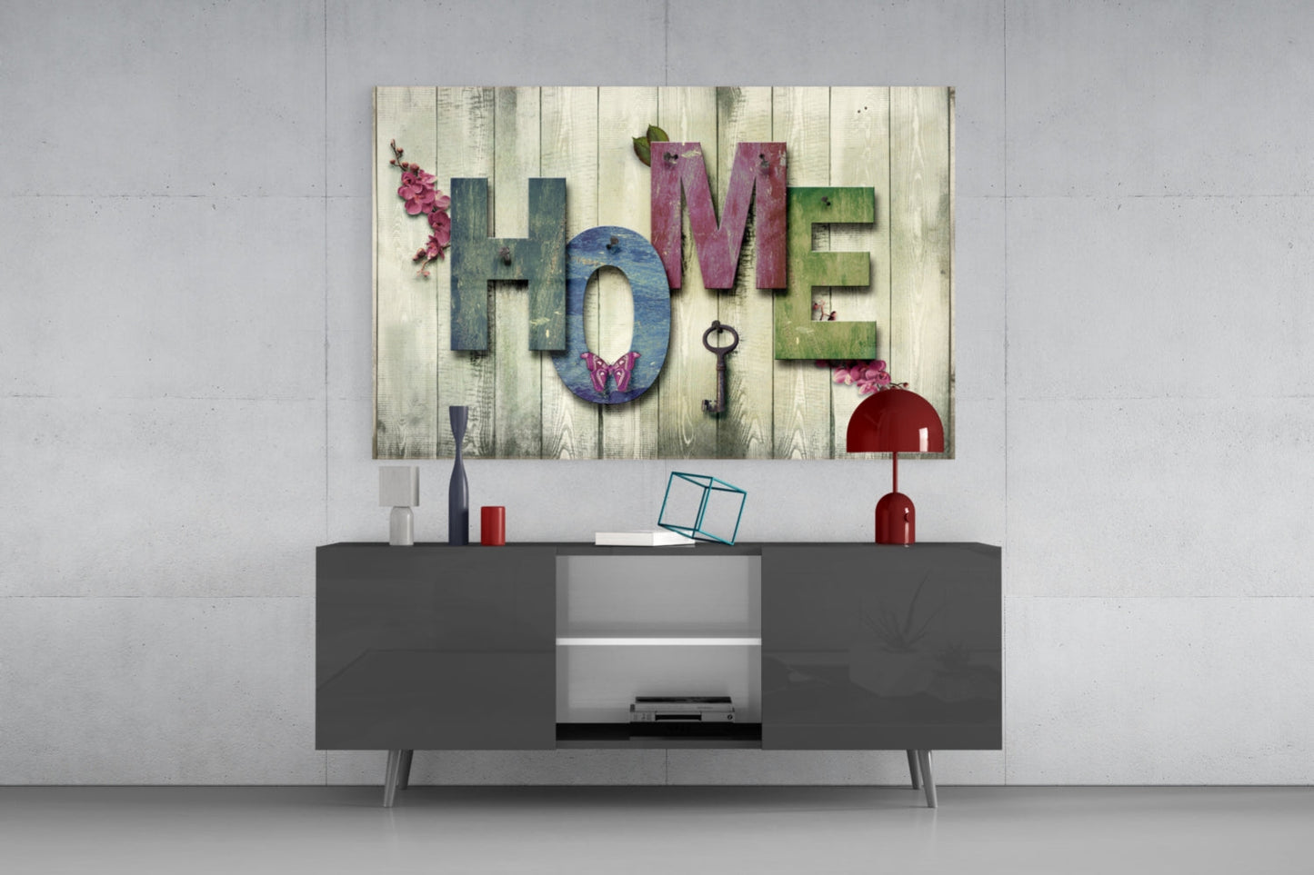 Rustic Home Letters Wood Panel Glass Wall Art